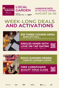 Handpicked in the Local Garden flyer detailing activations and week-long promotions at participating business